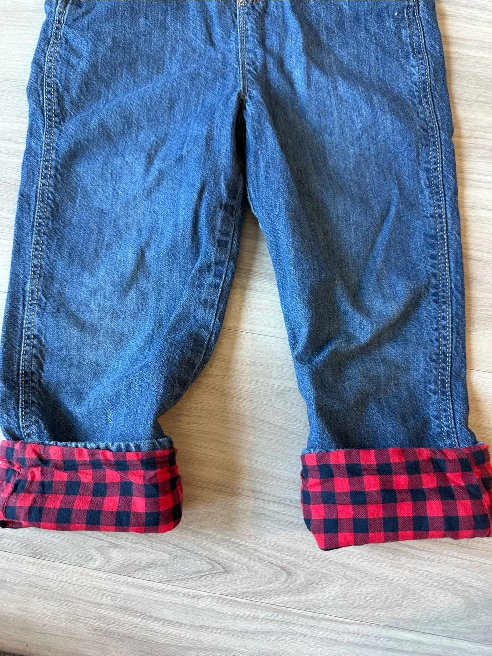 Vintage Oshkosh Kids Denim Plaid Overalls 5T